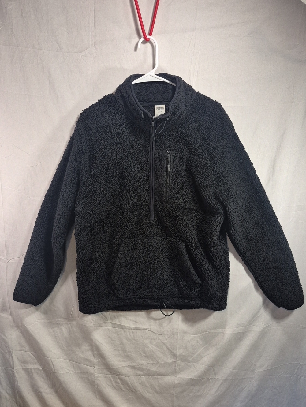 Pink Black Sherpa Half-Zip Pullover Sweater